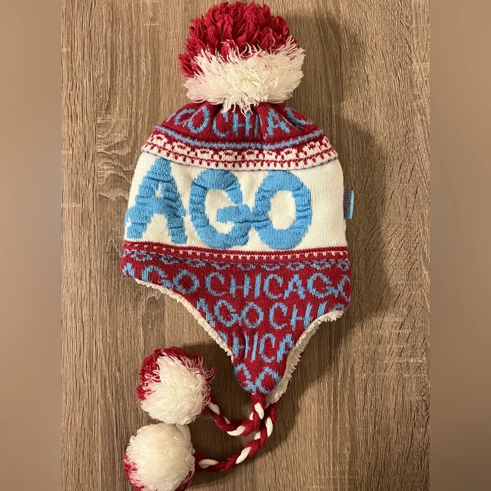Robin Ruth Red and Blue Chicago Winter Hat - Picture 6 of 9